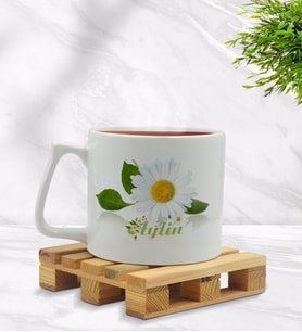 BK Gift Kişiye Özel Papatya Temalı Middle Beyaz Kupa Bardak Model 4