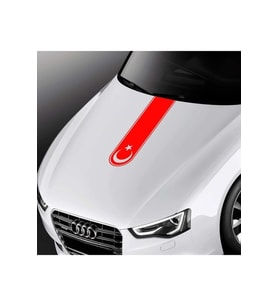 Türkiye Ayyıldız Oto Kaput Şerit Sticker Kırmızı 60*18 Cm
