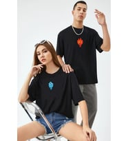 Sevgili Tshirt Çift Kombini Ateş Su Avatar (2'li fiyattır) (Siyah)