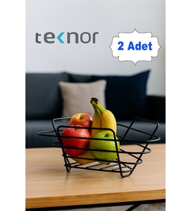 2'li Üçgen Sepet, Meyve Sepeti, Ekmek Sepeti, Modern Tel Sepet (Siyah)