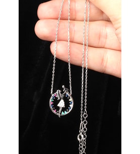 Anne Bebek Kolye 925 Ayar Gümüş Rose Renkli Zirkon Taşlı Kolye (Silver)