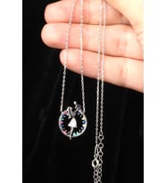 Anne Bebek Kolye 925 Ayar Gümüş Rose Renkli Zirkon Taşlı Kolye (Silver)