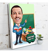 Erkek Öğretmen İçin Karikatürlü Kanvas Tablo