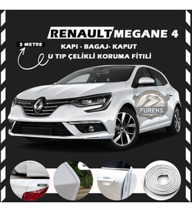 Renault Megane 4 Oto Araç Kapı Koruma Fitili 5metre Parlak Beyaz Renk