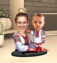 Kişiye Özel Anne Çocuk Tasarımlı Karikatür Biblo