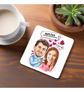 Kişiye Özel Benimle Evlenir misin Karikatürlü Bardak Altlığı