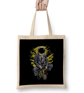 Astronaut Fun Cool Bike To The Moon Bez Çanta Uzun Saplı