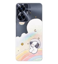 Realme C55 Uyumlu Sevimli Köpek Desenli Şeffaf Telefon Kılıfı