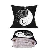 Ying Yang Zodyak Desenli Opsiyonel Battaniyeli Yastık Dekoratif Kırlent 38x38cm