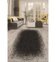 Dijital Kaymaz Taban Yıkanabilir Modern Renkli Salon Halısı Mutfak Halısı Yolluk ND-HT-242 (Siyah)