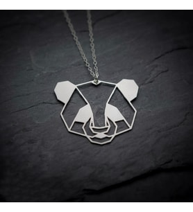 Kişiye Özel 925 Ayar Gümüş Origami Panda Kolye