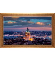 Çerçeveli Paspartulu Manzara Tablo ah897 (Gold)