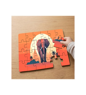 Günbatımı - Görkemli Fil Tasarımlı 24 Parça Ahşap Çocuk Puzzle MPK0116