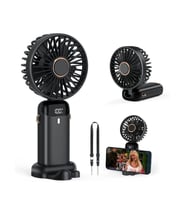Mini Klima 5 Kademeli Şarjlı Taşınabilir Dijital Led Göstergeli El Fanı Vantilatör (Siyah)