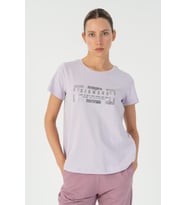 Maraton Regular Kadın Bisiklet Yaka Mor- T-shirt