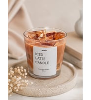 Mumelia Iced Latte Candle Temalı - Doğal Soya Cam Bardak Kahve Tasarım Mum