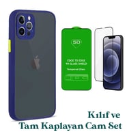 Apple iPhone 11 Pro Uyumlu Montreal Kılıf Ve Tam Kaplayan Cam Set (Lacivert)