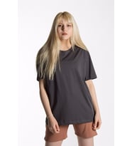 Kadın Antrasit Basic Bisiklet Yaka Oversize Pamuklu T-shirt 22Y-3400761-K1