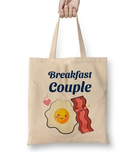 Bacon And Eggs Breakfast Couple Bez Çanta Uzun Saplı