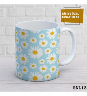 Kişiye Özel Kupa  İsimli & Fotoğraflı Premium Hediye Bardak Papatya