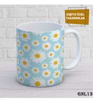 Kişiye Özel Kupa  İsimli & Fotoğraflı Premium Hediye Bardak Papatya