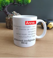 Anneler Gününe Özel Mesajlı Anne Anlam Kupa (Beyaz)