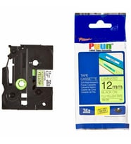 PUUN®Brother P-Touch TZE-C31 12MM x 8m Fosforlu Sarı Yellow Üzerine Siyah Muadil Laminasyon Etiket Şeridi (Çok Renkli)