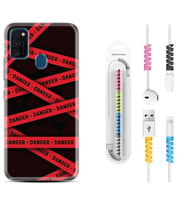 Samsung M21 M22 M23 M30 M31S M32 Kılıf Kablo Koruma Spiral Silikon Danger 1372