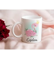 Kişiye Özel  Flamingo Temalı Kupa Bardak (Beyaz)