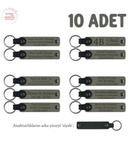 Kül Gri & Siyah, Anneler Günü İçin İsim Yazılı Hatıra Anahtarlık 10’lu Set