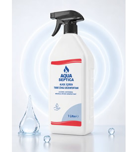 aquaseptica 1000 ML Alkol İçeren Dezenfektanı Spreyli Makine Yüzey Medikal Hijyen Alkol Bazlı Hızlı Etkili Yüzey Dezenfektanı 1L