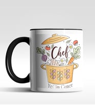 Kişiye Özel Chef - Şef Tasarımlı Siyah Kupa (Siyah - Beyaz)