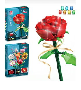 Işıklı Çiçek Lego  Işıklı Çiçekli Lego  57 Parça Kırmızı Gül Işıklı Lego (Çok Renkli)