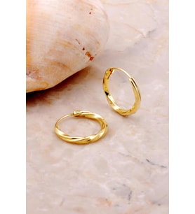 Burgu 13 Mm Altın Yaldızlı Gümüş Şarnel Halka Küpe 5238
