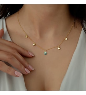 Usho Jewelry 925 Ayar Gümüş Charmlı Kolye, Kadın Kolye