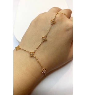 Kadın Çiçek Model Tektaş Detay Gold Renk Çelik Şahmeran