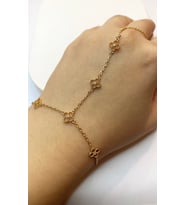 Kadın Çiçek Model Tektaş Detay Gold Renk Çelik Şahmeran