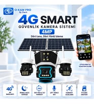 PRO 4G 4 Lens PTZ Güvenlik Kamerası – 355°, Renkli Gece Görüş, Çift Yönlü Ses, Hareket Algılama