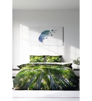 Çift Kişilik ( Lastikli Çarşaflı ) %100 Pamuk Saten Nevresim Takımı Forest 1