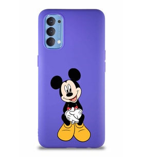 Oppo Reno 4 Soft Premier Kapak Mickey Mouse-A Tasarımlı Silikon Kılıf - Mor (Şeffaf)