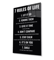 7 Rules of Life Hayatın 7 Kuralı  Ev ve Ofis Duvar Dekoru HediyelikDayanıklı Cam (Çok Renkli)