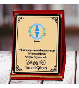 Ortopedist Baskılı Plaket (1. Tasarım)  Kişiye Özel (Kırmızı)