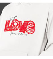 Kişiye Özel Love Temalı Sevgiliye Özel Kapşonlu Beyaz Unisex Sweatshirt HK2519