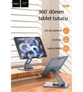 360 Derece Dönebilen, Yüksekliği Ayarlanabilir, Silikon Kaymaz Tablet Tutucu