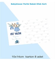 Babyshower Partisi 8 Adet Bebek Dilek Kartı 10x14 cm Karton