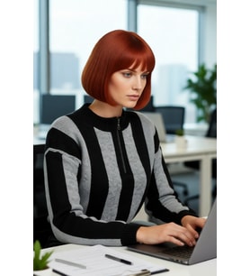 Kadınlar İçin Kışlık Çizgili Crop Triko Kazak Oversize Kesimiyle Fermuarlı Dik Yaka Rahatlığı.