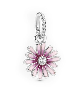 Nur Silver Pembe Detay Papatya Gümüş Charm NUR-BL00346
