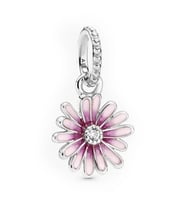 Nur Silver Pembe Detay Papatya Gümüş Charm NUR-BL00346