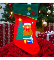 NOEL BABA ÇORABI 23 CM AYI FİGÜRLÜ ÇORAP YILBAŞI SÜSLERİ YILBAŞI DEKORLARI