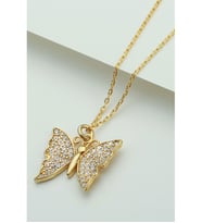 925 Ayar Gold Kelebek Gümüş Kolye